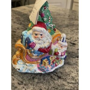 Christopher Radko 2000 QVC Hand Blown Glass Christmas Ornament Santa Snowman‎